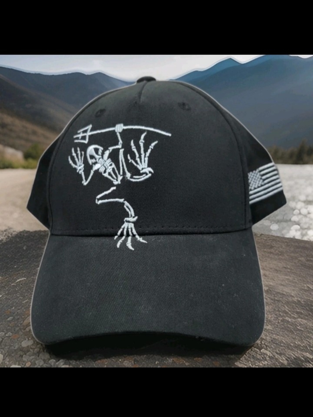 Black Bone Frog & Flag Hat - Navy Seal - Chad Williams One Size